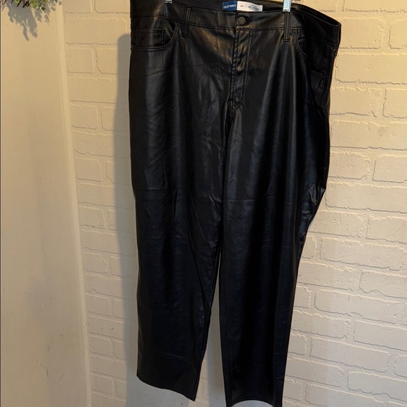 Old Navy High-Rise Faux Leather Pants OG loose sz 20 like new - Picture 1 of 4